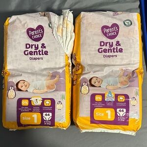 Dry & Gentle Diapers - Size 1, Yellow